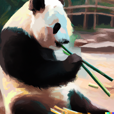 Bamboo eating panda